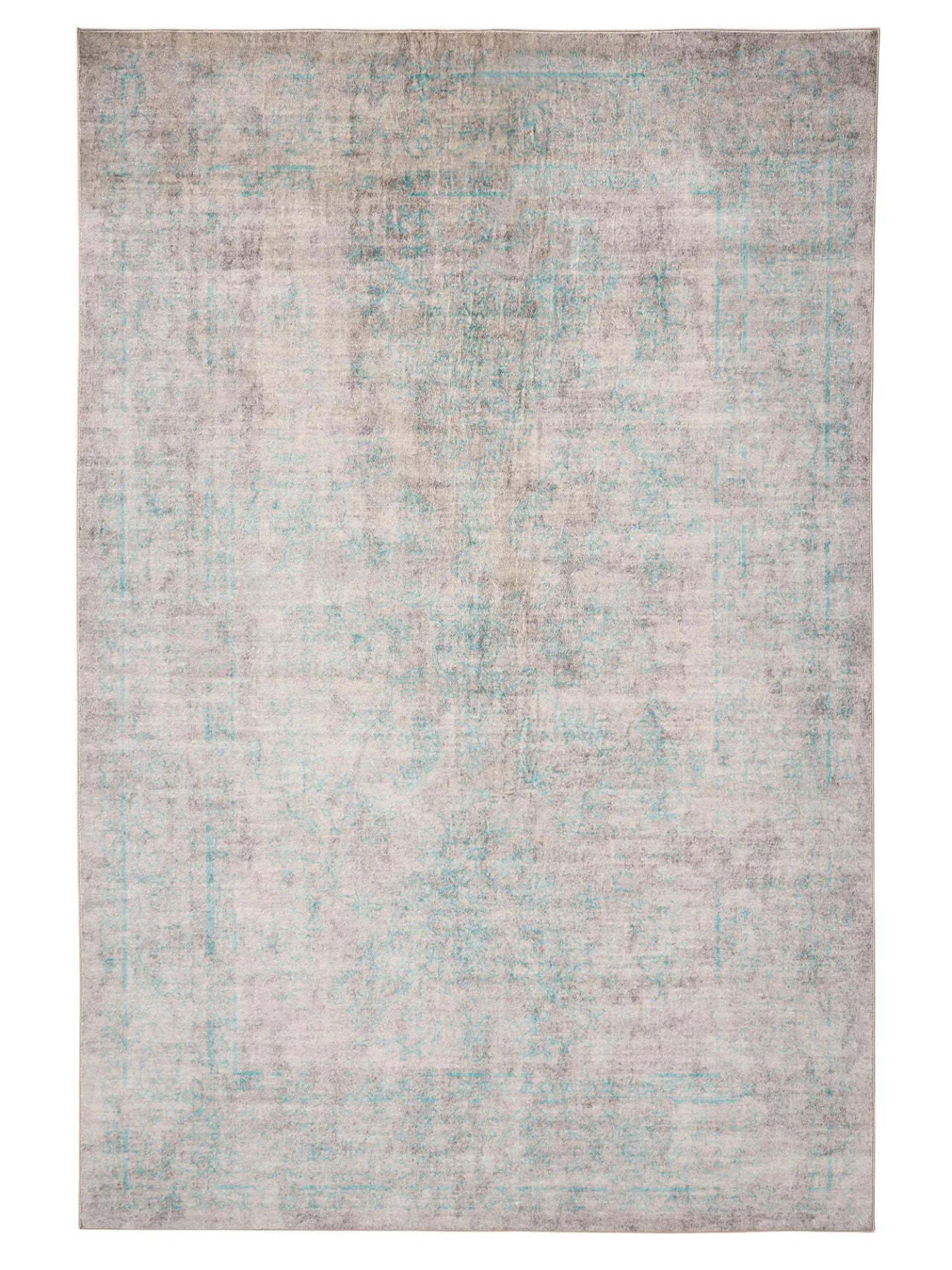 Covor lavabil Miray Grey/Turquoise