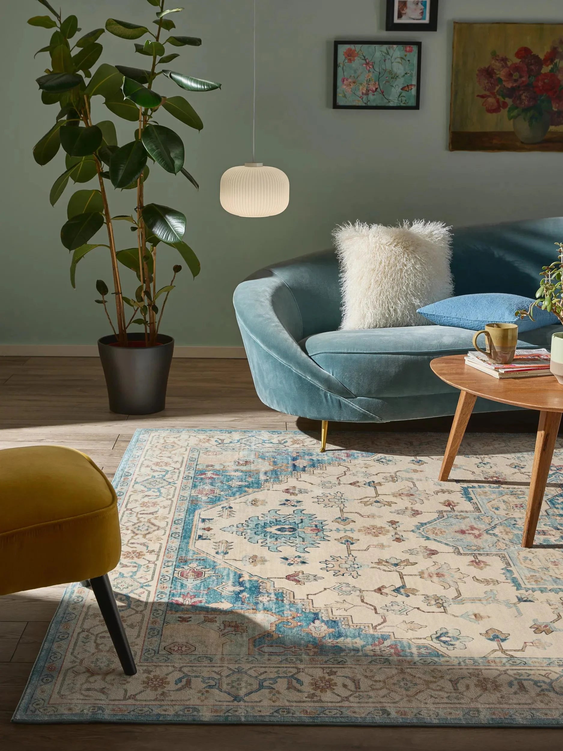 Covor lavabil Miray Multicolour/Blue