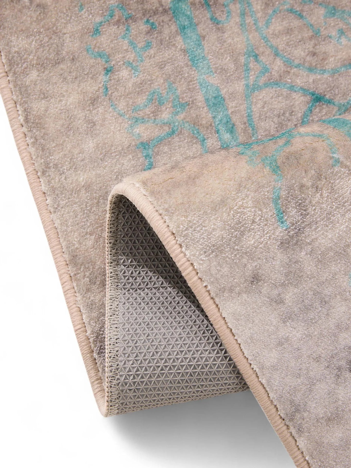 Covor lavabil Miray Grey/Turquoise
