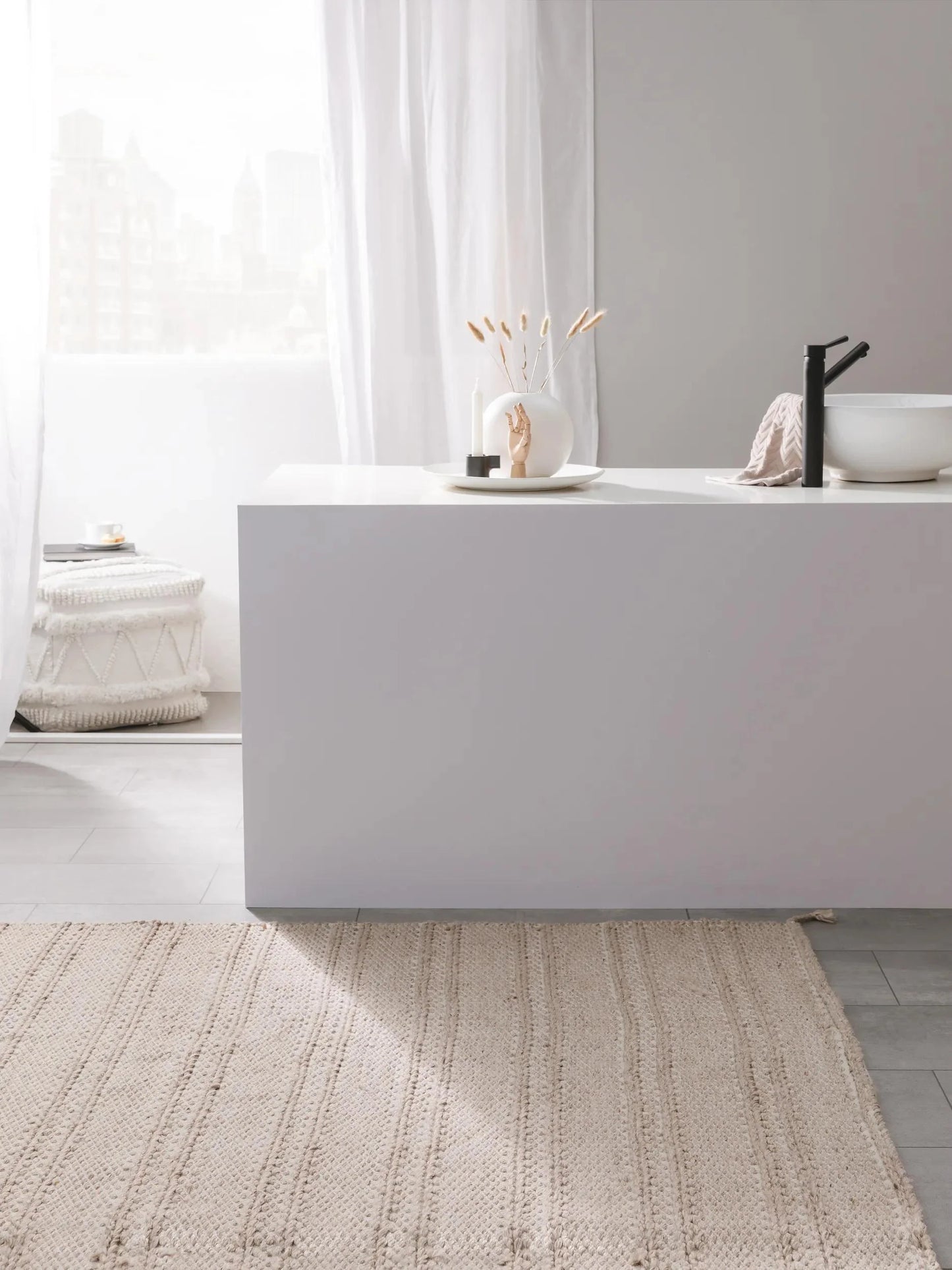 Covor din materiale reciclate Rene Beige 