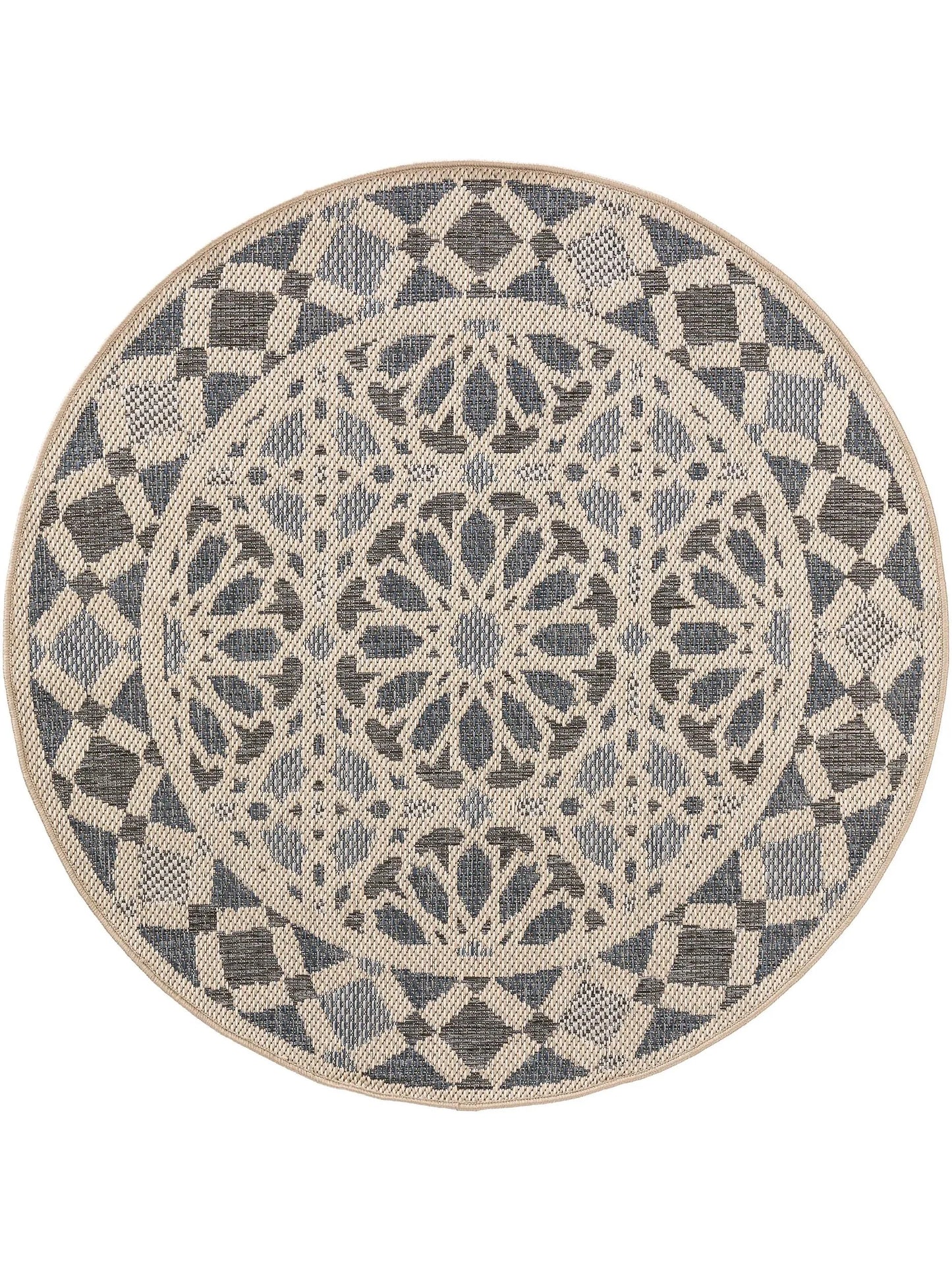 Covor rotund interior/exterior River Beige/Blue 
