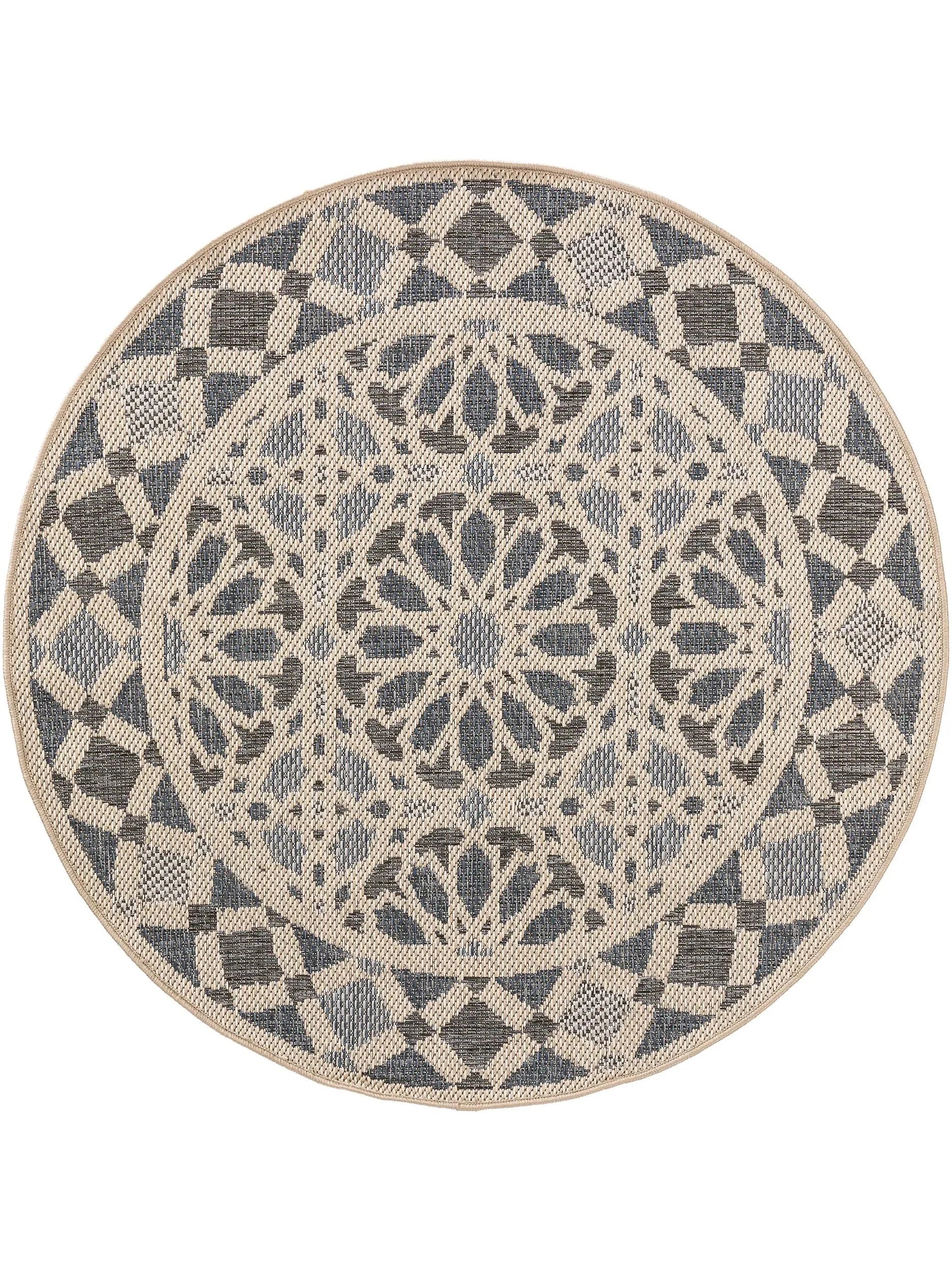Covor rotund interior/exterior River Beige/Blue 