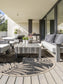 Covor rotund interior/exterior River Blue