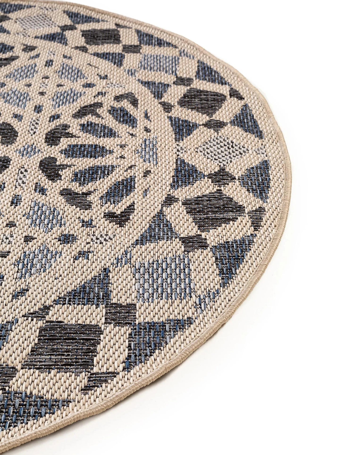 Covor rotund interior/exterior River Beige/Blue