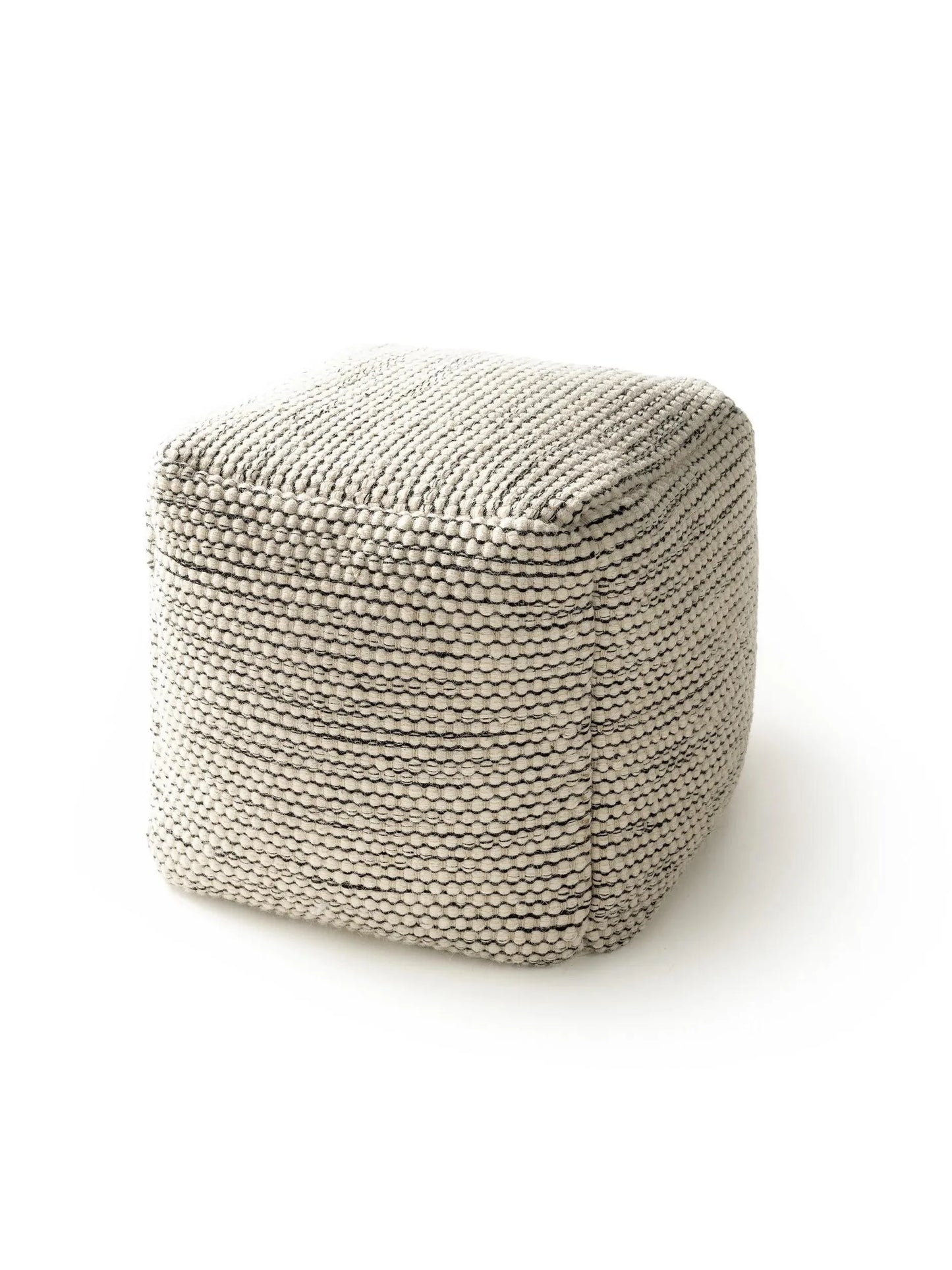 Handmade Wool Pouf/taburet Rocco Beige/Black 