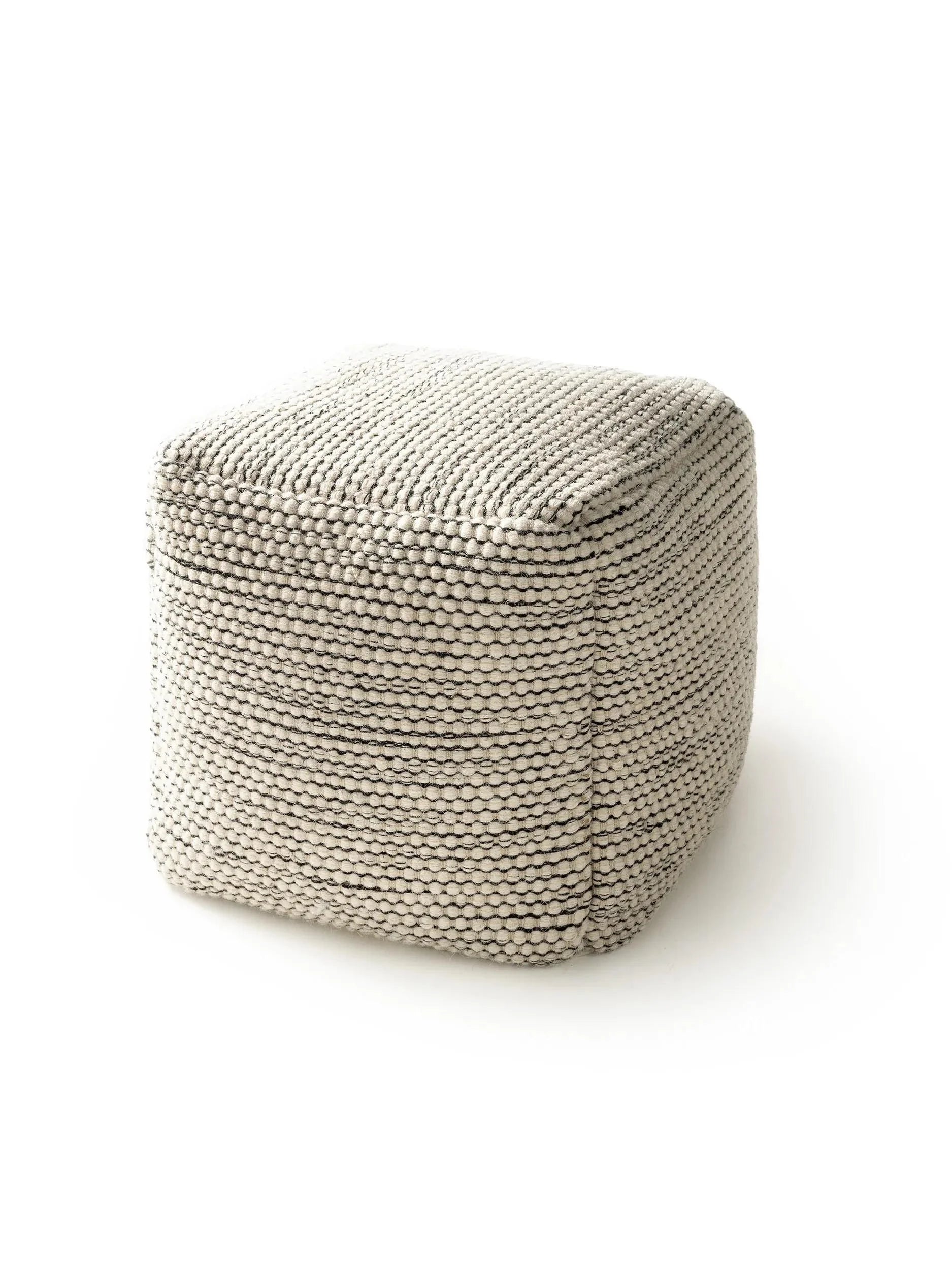 Handmade Wool Pouf/taburet Rocco Beige/Black 
