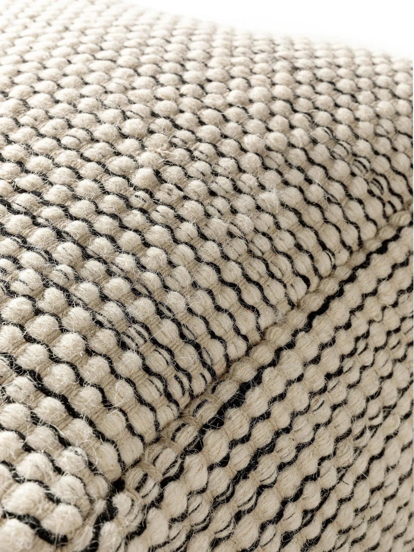 Handmade Wool Pouf/taburet Rocco Beige/Black