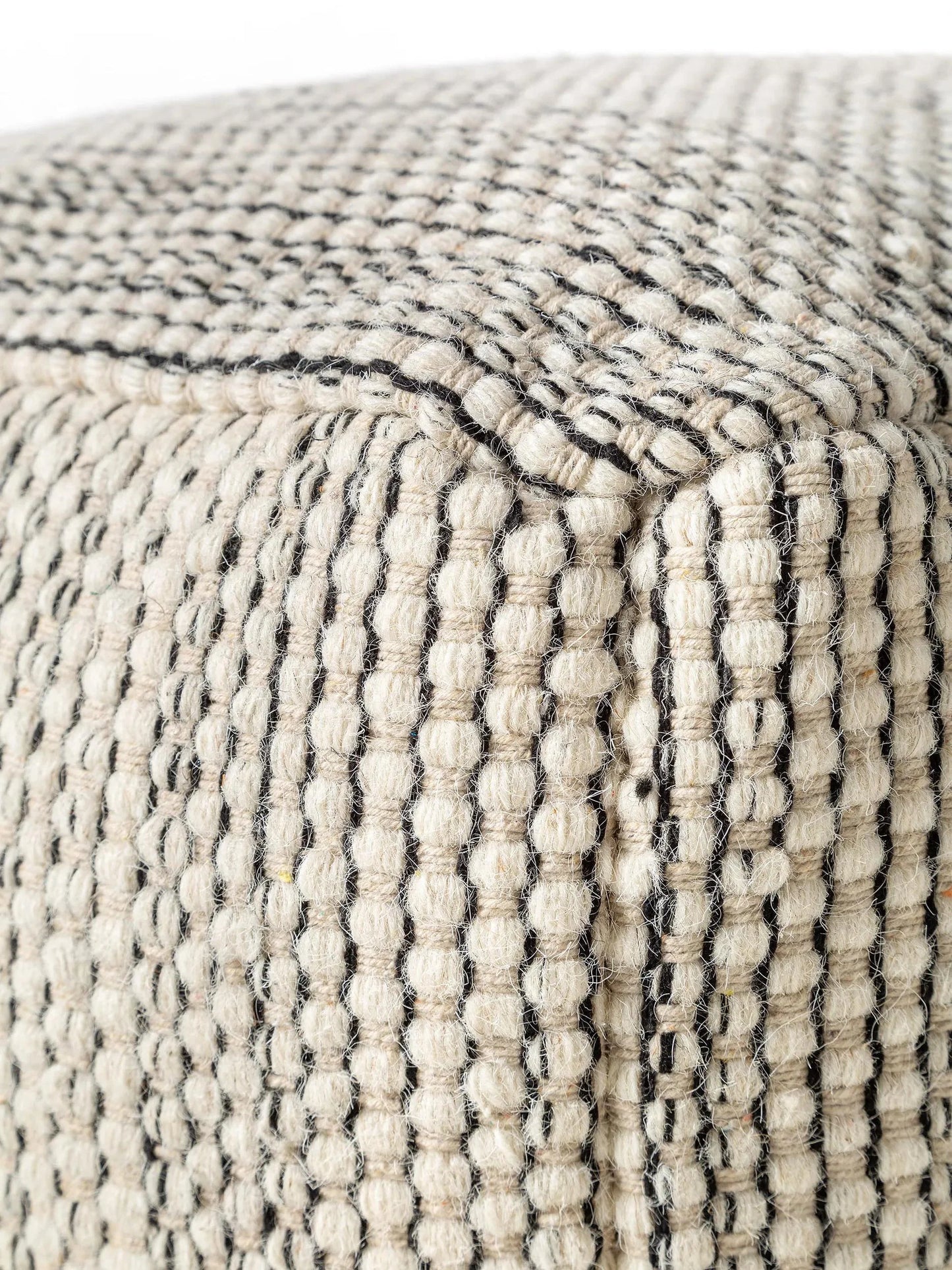 Handmade Wool Pouf/taburet Rocco Beige/Black