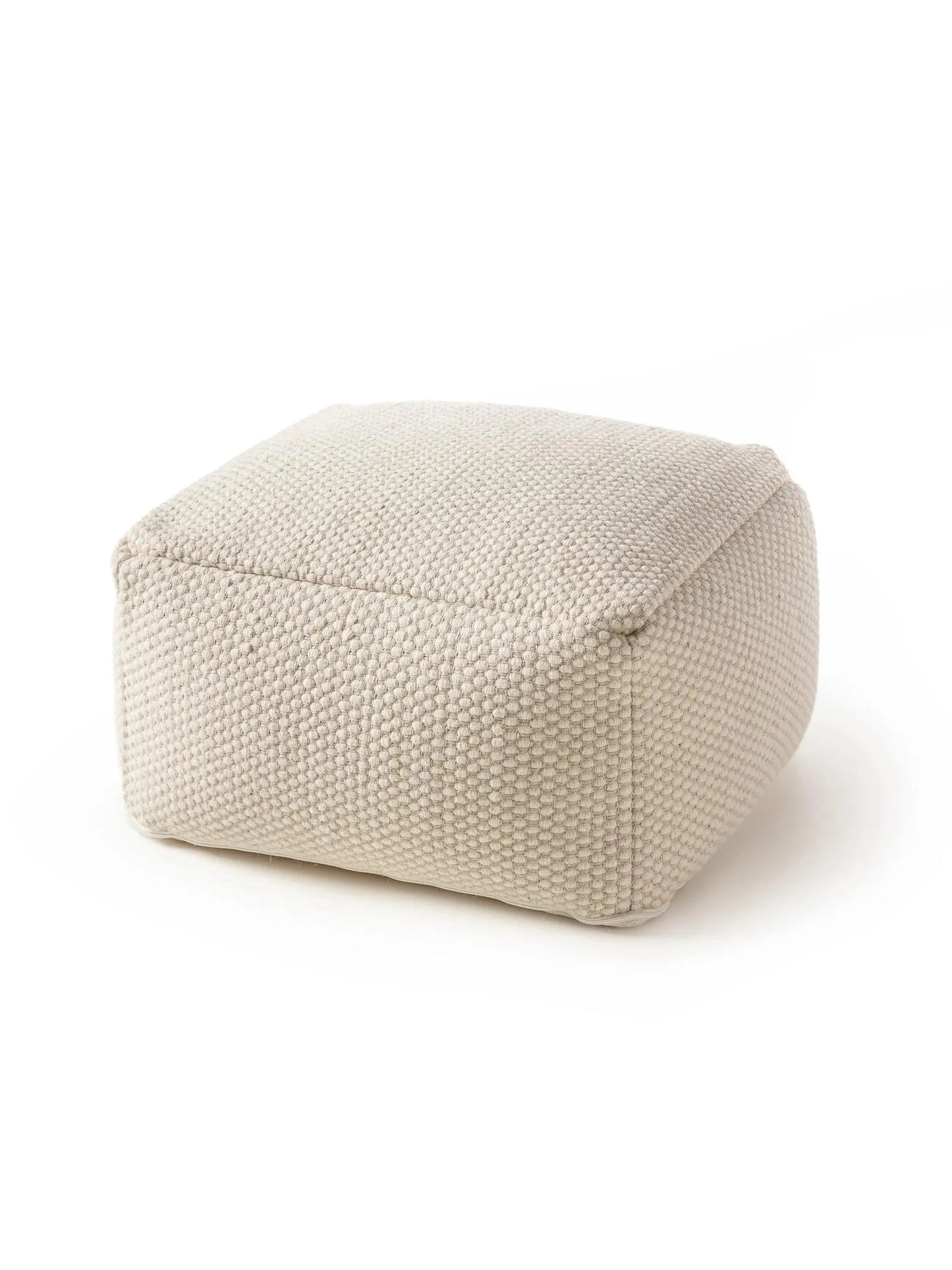 Handmade Wool Pouf/taburet Rocco White 
