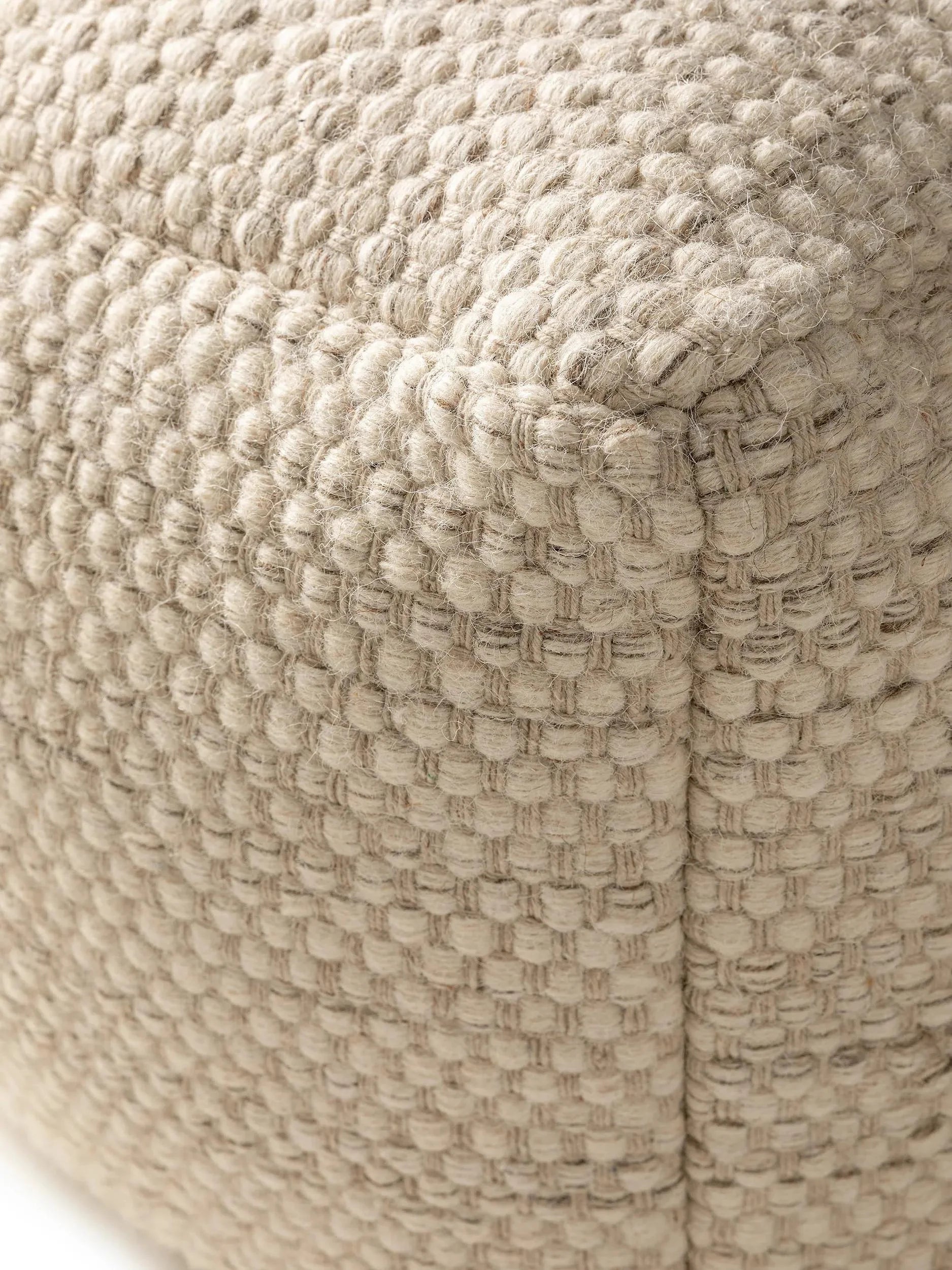 Handmade Wool Pouf/taburet Rocco Cream