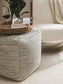 Handmade Wool Pouf/taburet Rocco Beige/Black