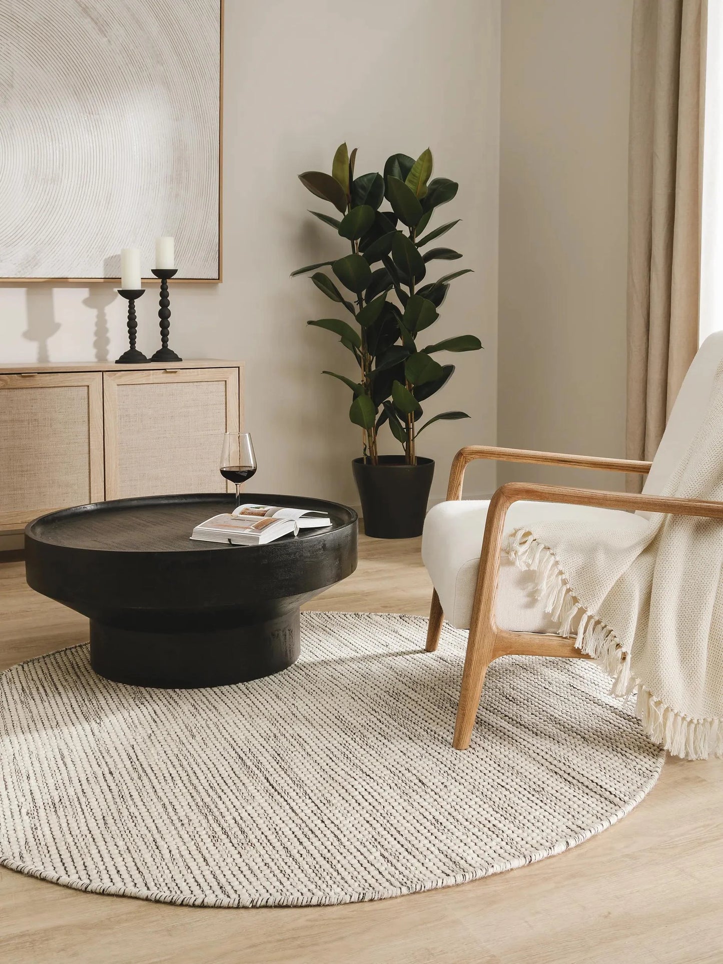 Covor de lână Rocco Beige/Black