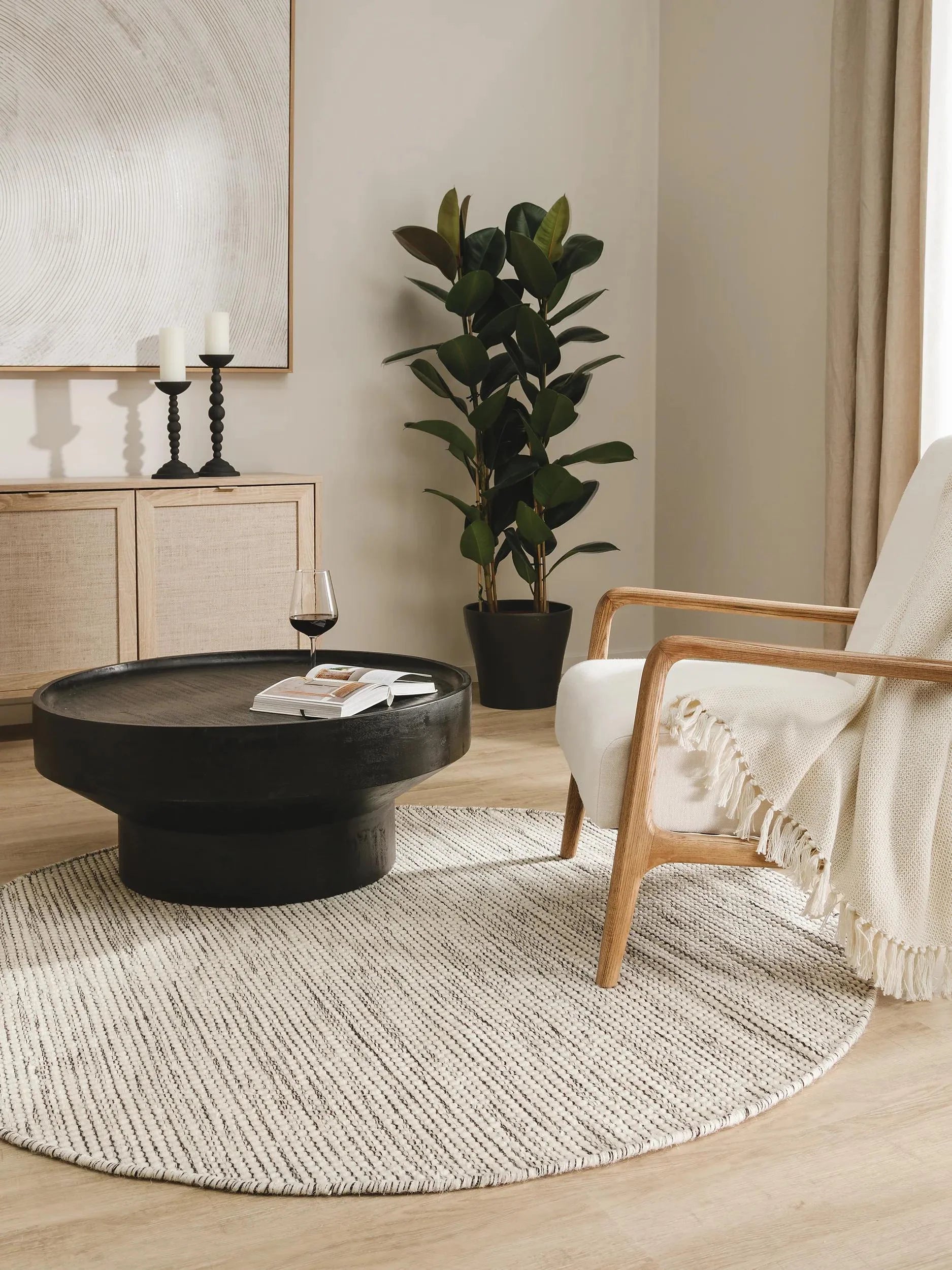 Covor de lână Rocco Beige/Black
