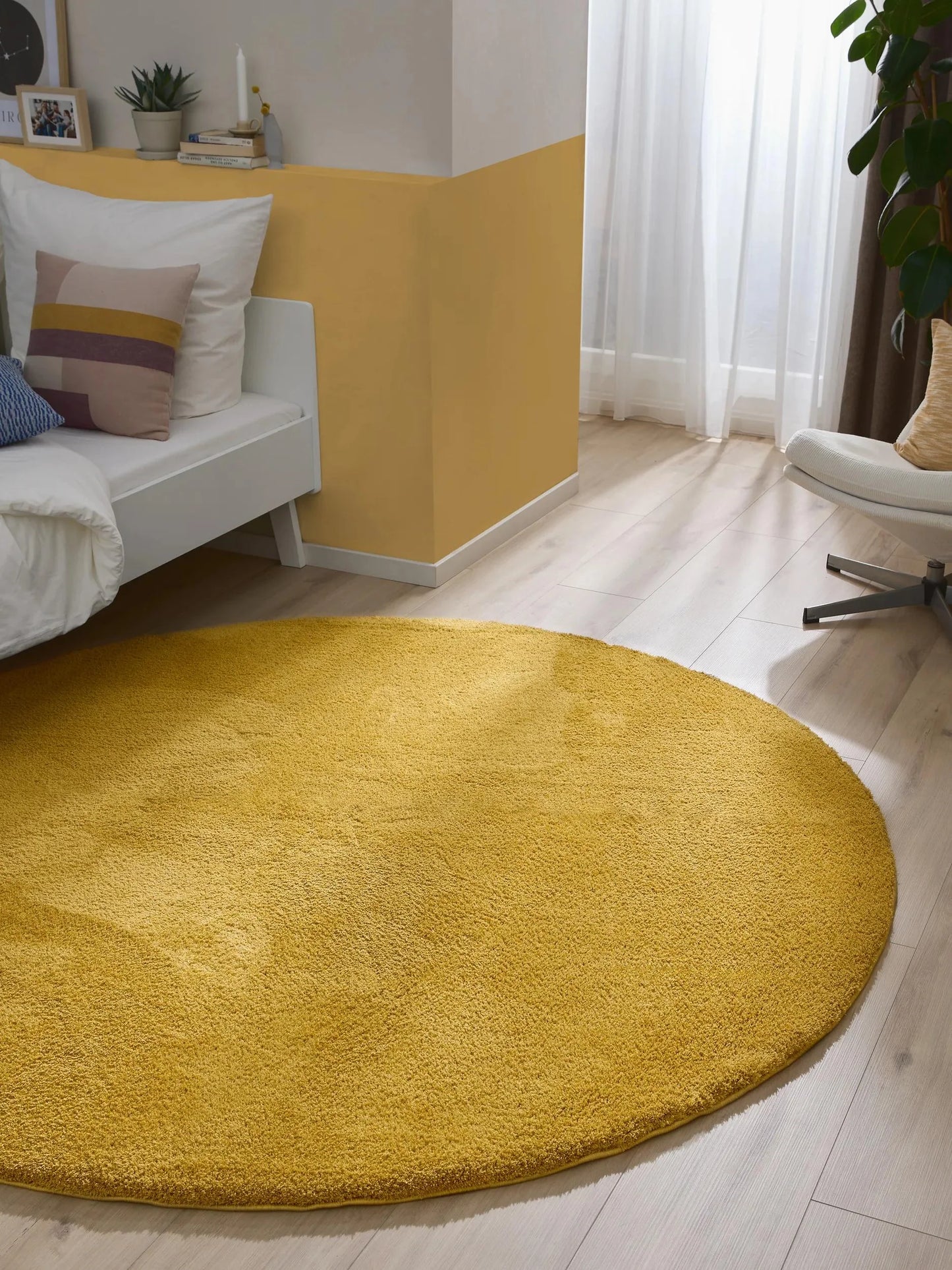 Shaggy Covor rotund Soda Yellow 