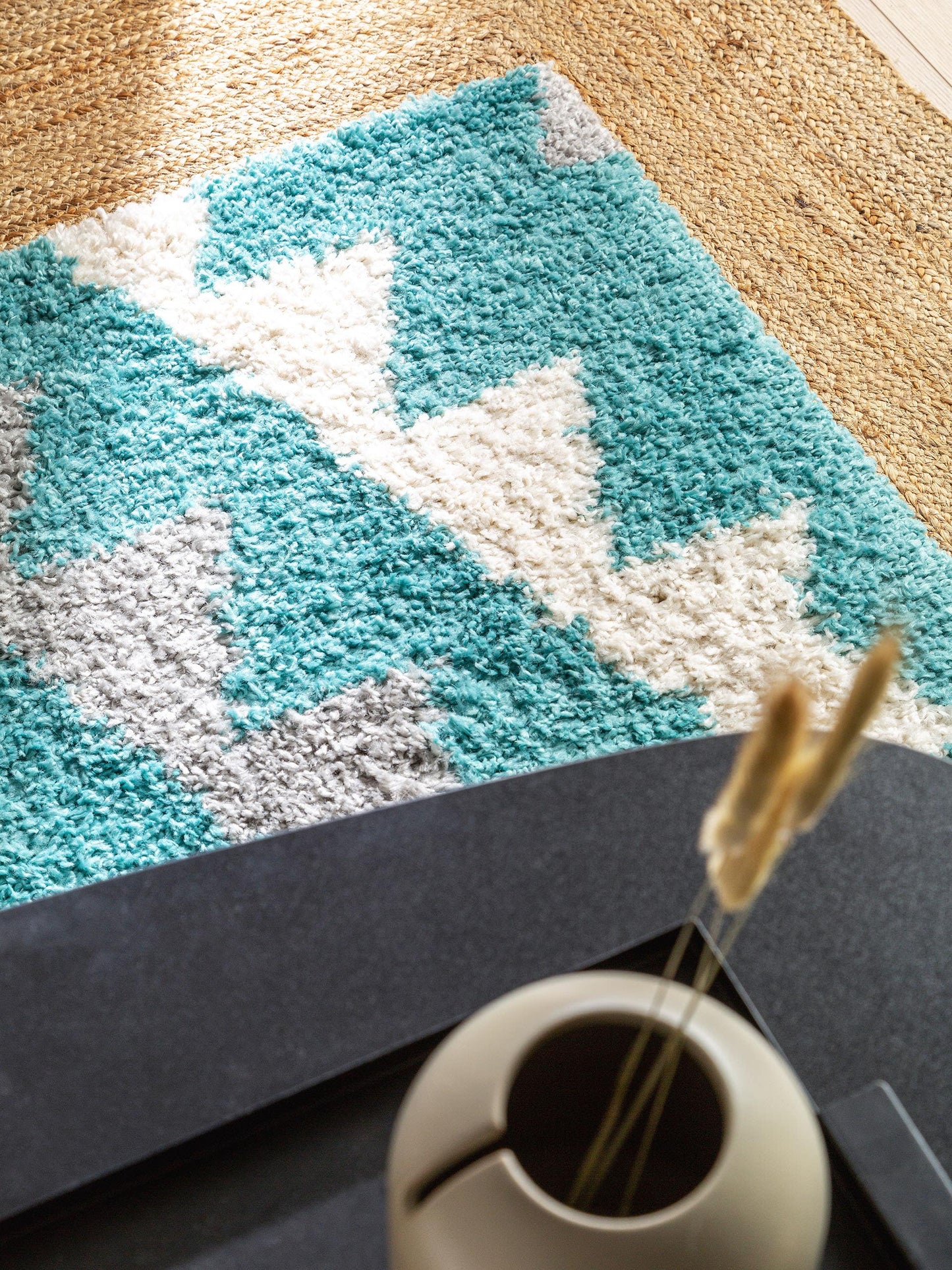 Covor Shaggy Selma Cream/Turquoise 